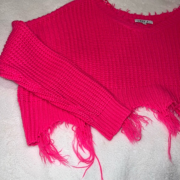 Love J Pink Frayed Hem Sweater - Picture 2 of 4
